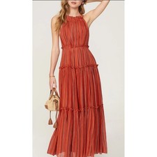 ULLA JOHNSON GIUlLETTA IN PORTOCOTTON TIERED BACKLESS SIZE 12