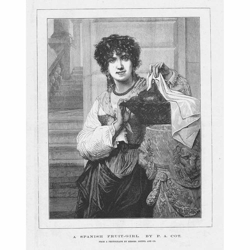 PIERRE AUGUSTE COT A Spanish Fruit Girl - Antique Print 1877