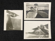 Airplane Biplane And Man Pilot 3 Antique Vintage Snapshot Photo Lot