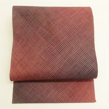 Japanese Kimono Nagoya Obi Silk Net pattern Red 151.2inch Women's