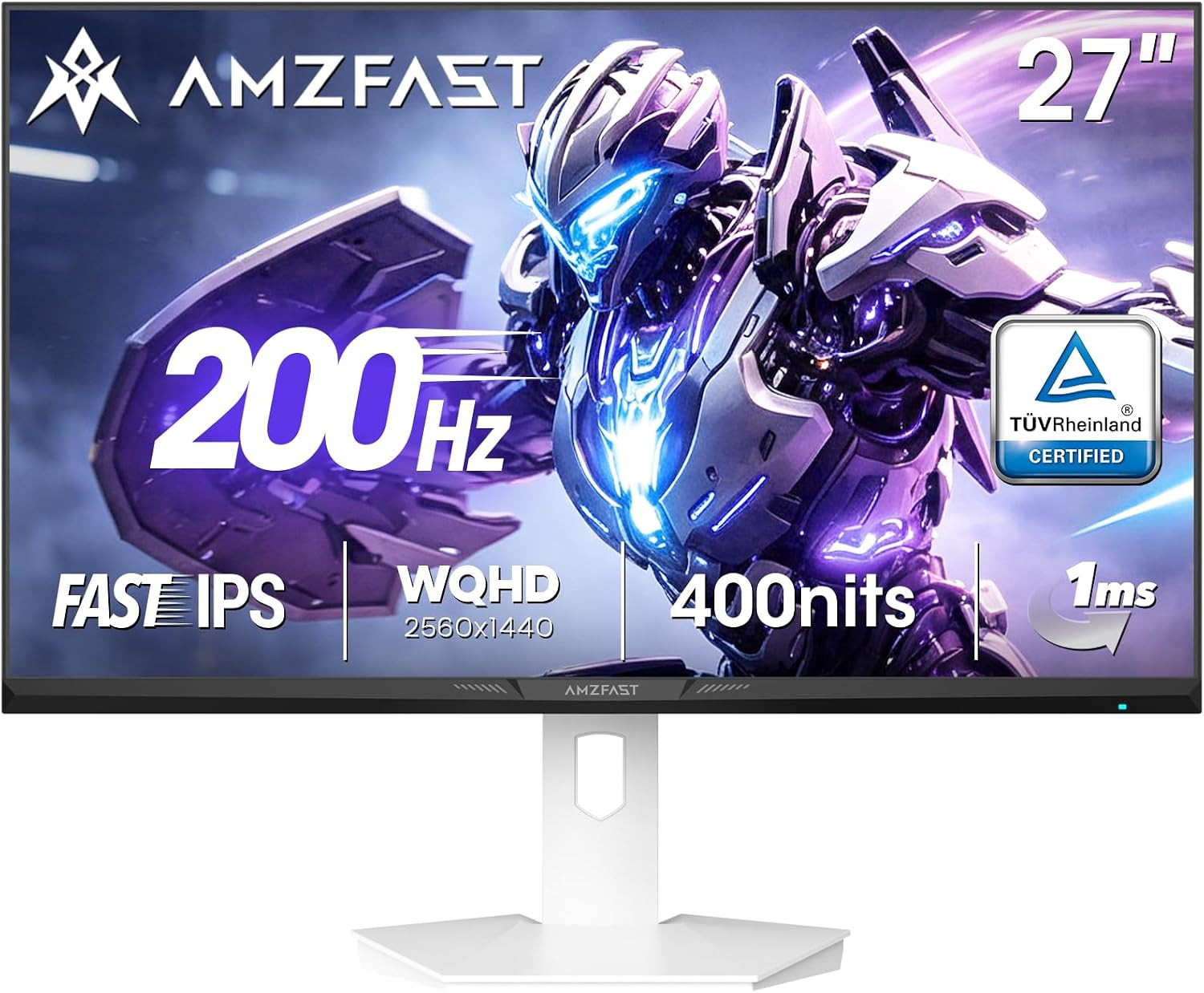 Amzfast Gaming Monitor 27 Inch 200Hz, QHD 2560X1440P Monitor, Fast IPS, 1Ms MPRT