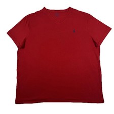 Polo Ralph Lauren Pony Logo V Neck T  Shirt XXL Red Tagless 100 Cotton