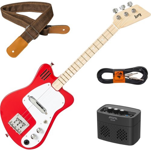 Мини-электрогитары Loog Red Kindergitarre + Verstärker + Кабель + Gurt | Neu