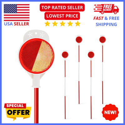 #ad Driveway Markers Reflective 48in Snow Stakes Double Sided Safety Poles 4 Pack $27.96