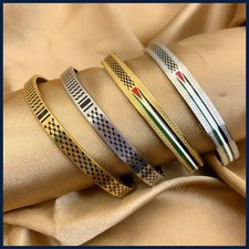 Stainless Steel Keffiyeh Pattern Bracelet Open Cuff Scarf Pattern Opening