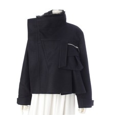 Sacai 25AW wool Melton Asymmetrical Blouson Jacket outerwear 25-08068 Navy b...