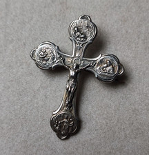 Rare broche croix religieuse en argent, P: 3,4g