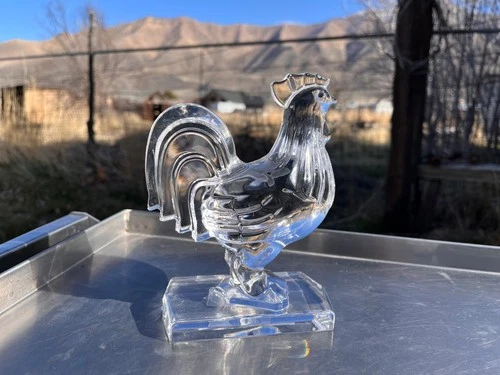 Vintage Waterford Crystal Glass ROOSTER CHICKEN Figurine 6.5"