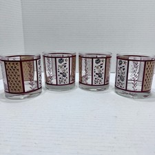 Set of 4 Georges Briard Glass Tumblers Mid Century Floral Design