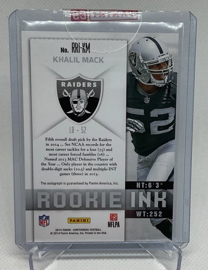 Khalil Mack 2014 Panini Contenders Rookie Ink Auto Sealed Raiders - Image 2 of 2