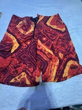 Nike 6.0 Swim Trunks Mens 34 REd Orange Yellow Board Shorts Tie Front EUC