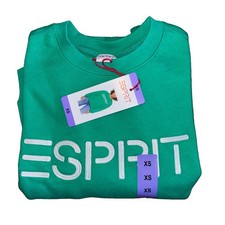 Esprit XS Women's Logo Fleece Crewneck Sweatshirt Green Viral 80's Costco TikTok