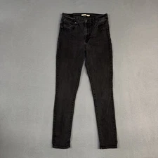 Levis Jeans Womens 30 (Fits 28) Black 721 High Rise Skinny Denim Distressed