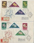 1958 HUNGARY FLOWERS COMPLETE ON TWO REGISTERED FDCs