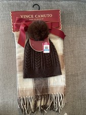 Vince Camuto Beanie and Scarf Set-Brand NEW in original packaging Chocolate NICE