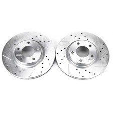 Powerstop Evolution Drilled Slotted Rotors Pair Front For Mazda 3