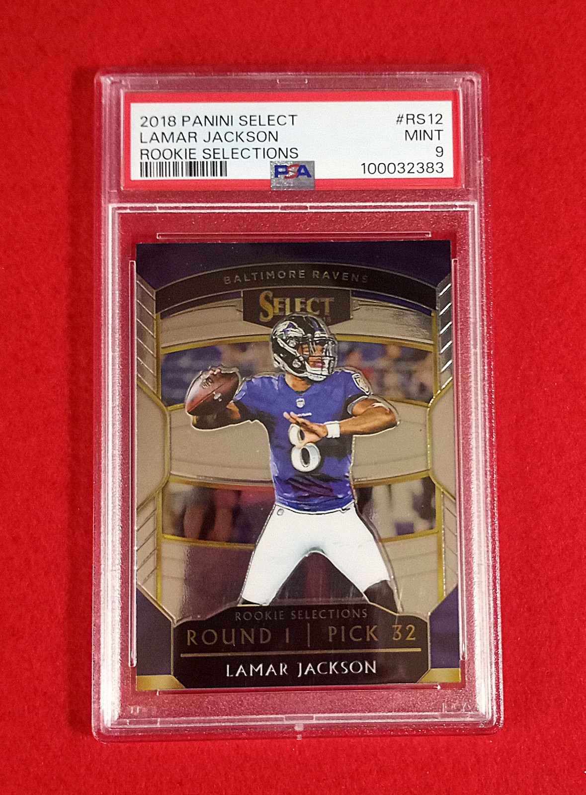 2018 PANINI SELECT ROOKIE SELECTIONS RC Lamar Jackson #RS12 PSA 9 MINT