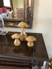 Hand Turned Artisan Sculptural Wood Mushroom Beautiful  Whimsical 3pc Set