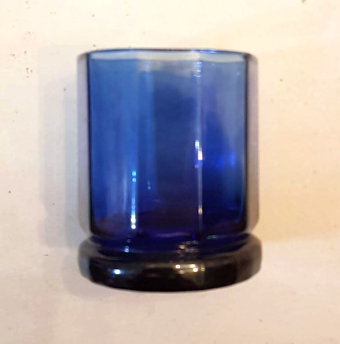 Anchor Hocking Essex Cobalt Blue Glass Tumbler 2X Old Fashioned Rocks 10 sided