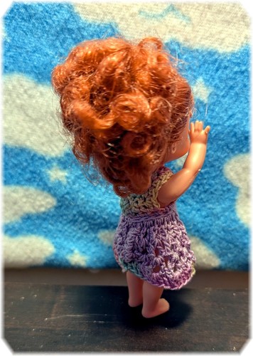 1 Handmade Crochet Doll Dress that Fit 4 Inch KELLY / NO DOLL OR SHOES - Picture 5 of 11