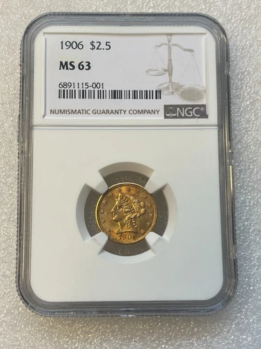 1906 Liberty Head Quarter Gold Eagle $2.50 NGC MS-63