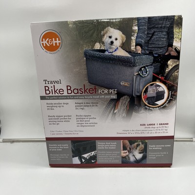 K H PET PRODUCTS Travel Bike Basket for Pets Classy Gray