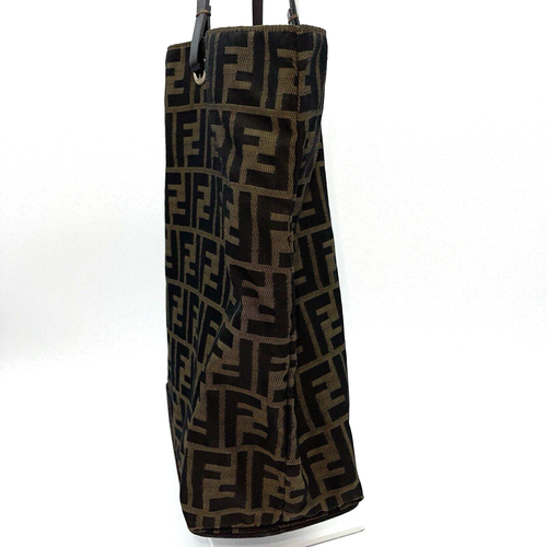 Auténtico bolso de mano de lona FENDI Tobacco Zucca - Imagen 4 de 24