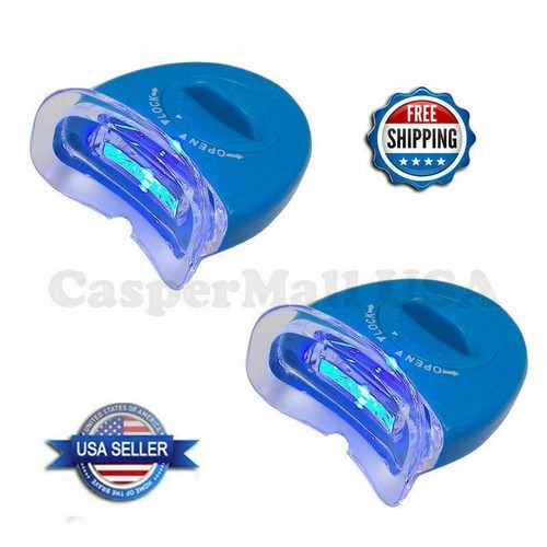 2 Pcs Mouth Teeth Bleaching Whitening Blue White LED Light with Batteries - 第 1/7 張圖片