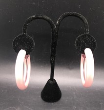 Vintage Pink Metal Hoop Earrings Pierced