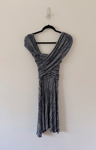 ANTHROPOLOGIE Plenty Tracy Reese jersey drape blue/white criss cross dress Sz.M - Picture 5 of 7