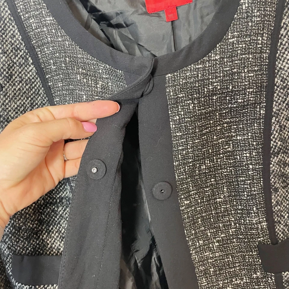 Chaqueta Blazer Narcisco Rodriguez Tweed Carrera Mujer L Negra Manga Larga A Presión Foto 2 de 4