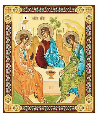 Orthodox Icon Holy Trinity Rublev Old Testament Trinity Wooden Icon 9 3/8'' Wall