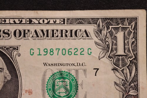 ONE DOLLAR FANCY BIRTHDAY/ANNIVERSARY NOTE JUNE 22, 1987 SN G 19870622 G - Picture 3 of 3