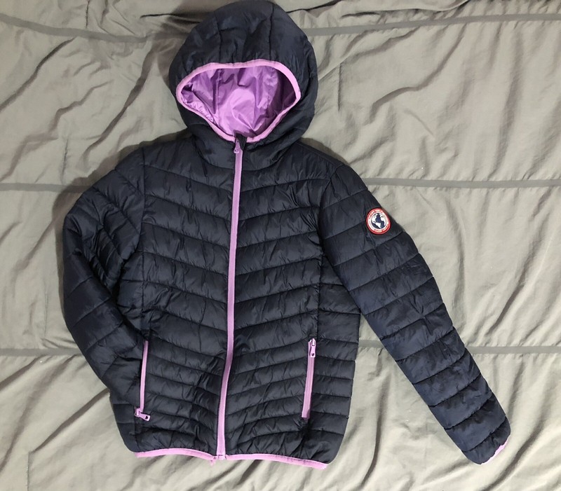 Rokka & Rolla Reversible Lightweight Puffer Coat Jacket Girls Large Navy Purple