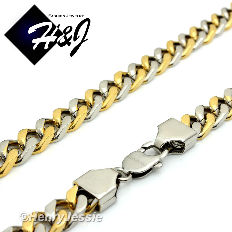 24"MEN Acciaio Inox 11x5mm Oro Collana Catena Cordolo Cubana - Foto 9