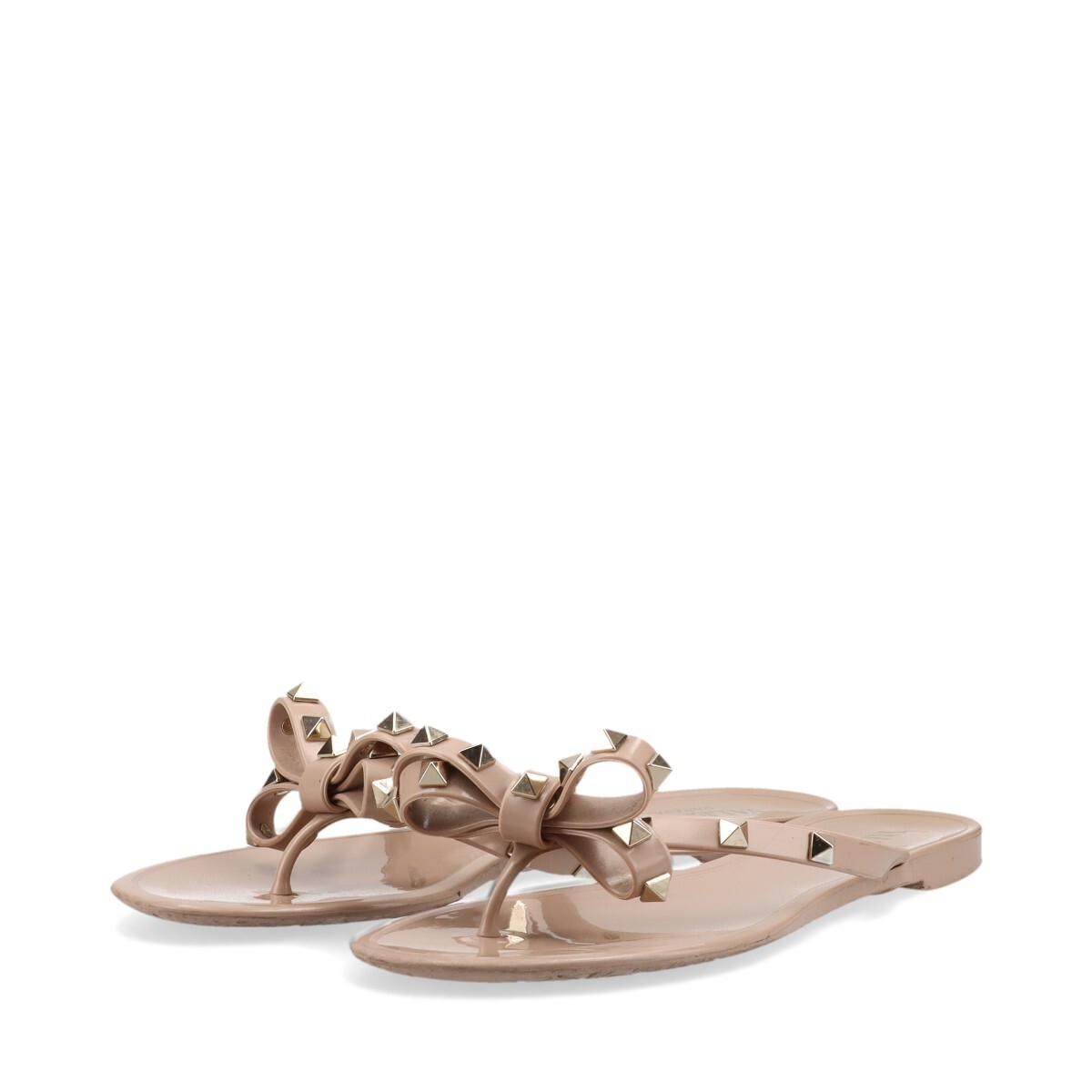 VALENTINO GARAVANI Rockstuds Bow Rubber Sandals Women's Size 37 US
