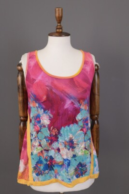 Save the Queen Multicolour Floral Art Sleeveless Top Tank Blouse Size S