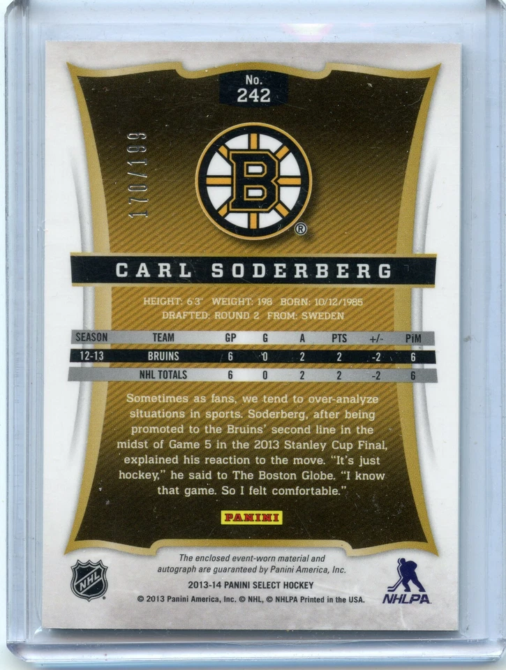  2013-14 Select Rookies Jersey Autographs #242 Carl Soderberg 170/199 - Image 2 of 2