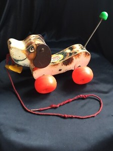 fisher price wooden dog pull toy