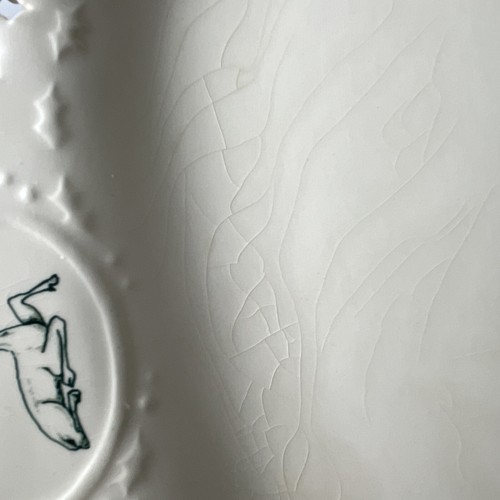 Vaillancourt Classical Christmas 11" Platter Green Reindeer England Crazing - Picture 10 of 11