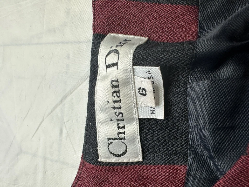 Traje Falda Vintage Christian Dior Lana a Cuadros Pecho Único Talla 6 Hecho en EE. UU. Foto 2 de 4