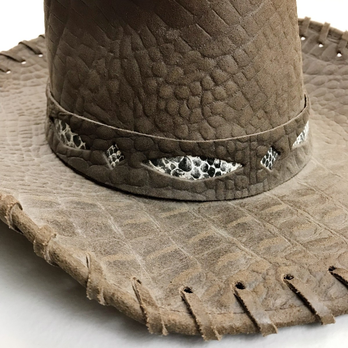 HENSCHEL Australian Outback Leather Hat SZ S NWT Crocodile  display picture 1