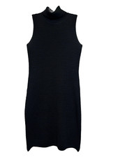 Calvin Klein Ribbed Sleeveless Turtleneck Wool Blend Sweater Dress Small
