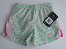 Nike Little Girls 6 Aphid Green Pink Logo Athletic Shorts Lined Panty Dri-Fit