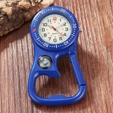 Clip On Carabiner Watch Compass Bottle Opener for Outdoor Sports Blue .