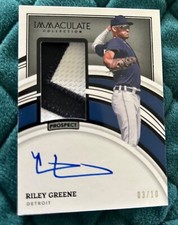 Riley Greene 2022 Immaculate Prospect Patch Auto /10 Autograph Rookie Tigers SSP