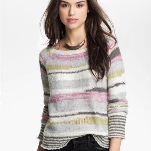 Free People Wool Blend Sweater Women’s Size XS Pullover Multi Colored Strip Gray - Picture 9 of 9
