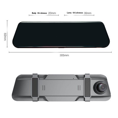 10'' 1080P Car DVR Dual Lens Driving Recorder Dash Camera Reverse Mirror Monitor
