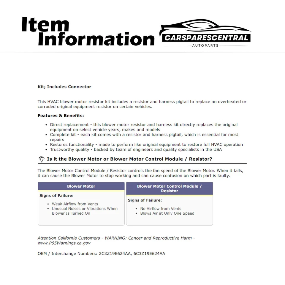 Kit de resistencia de motor soplador HVAC Dorman para Ford F-350 Super Duty 2005-2007 6,0 L Foto 3 de 4