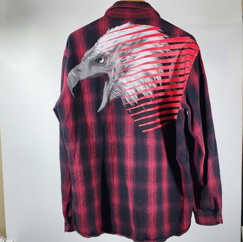 Marcelo Burlon Milan Eagle Flannel Plaid Shirt Wool Blend XL - Picture 3 of 7